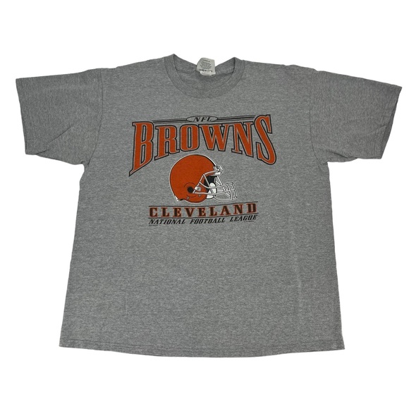 Vintage Cleveland Browns Shirt Mens XL‎ Grey Orange 1990s Lee Sportswear NFL Tee - Picture 1 of 12